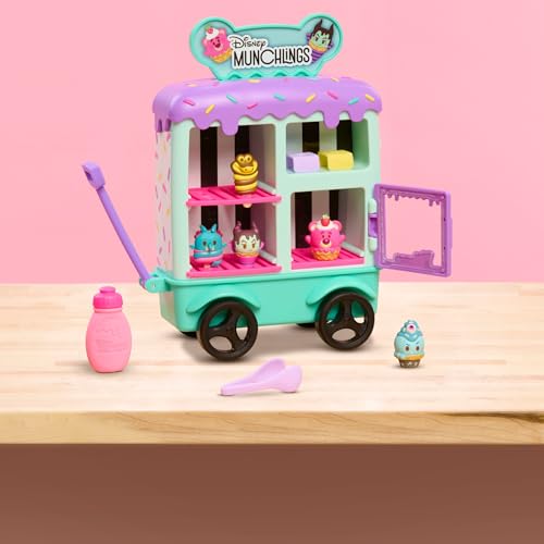 Disney Munchlings Ice Cream Cart – 13-Piece Light-Up Color Change Playset with 5 Scented Figures