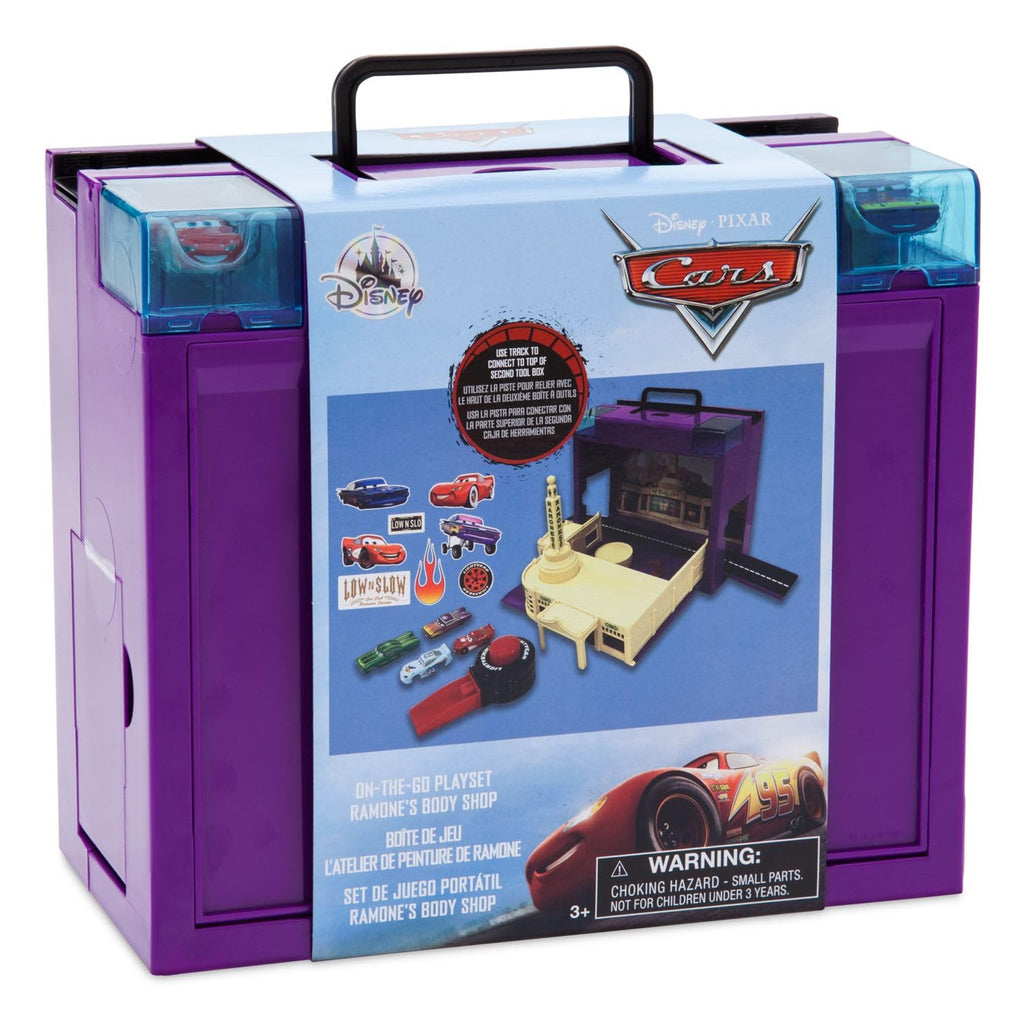 Disney Pixar Cars Toolbox Playset with Lightning McQueen & Ramone Diecast Cars and Launcher