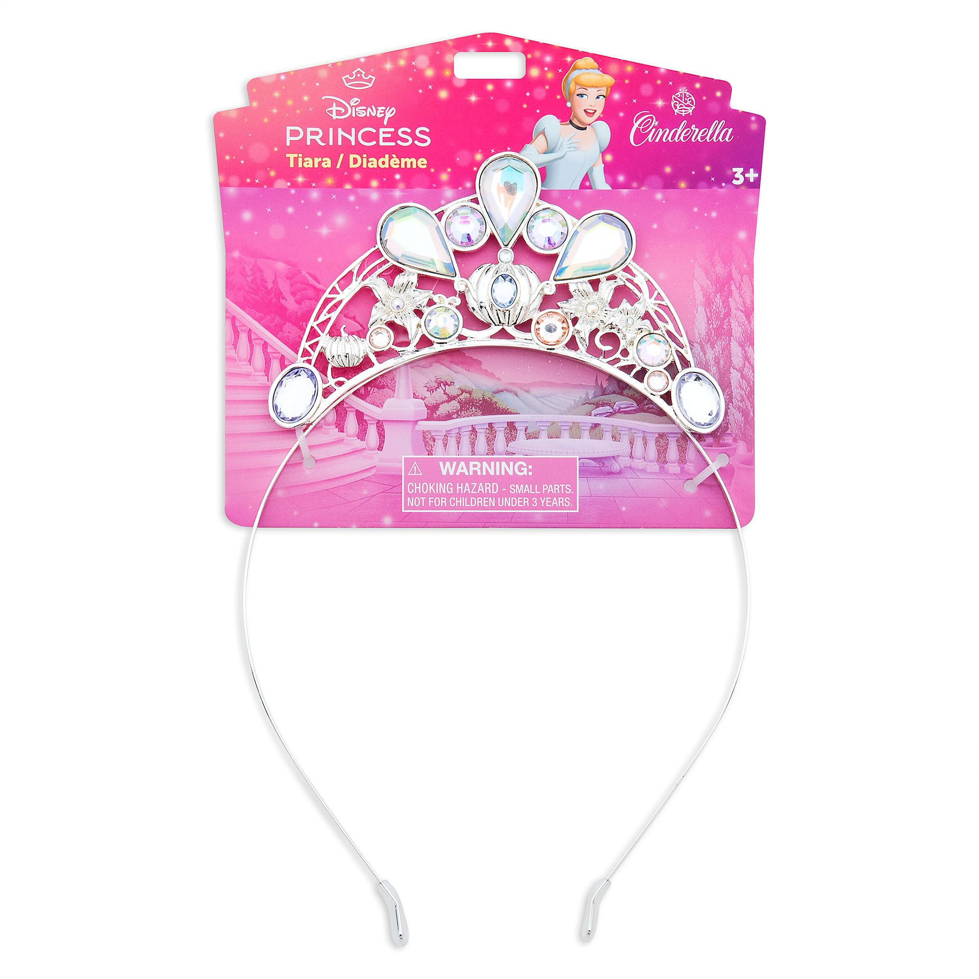 Disney Princess Cinderella Tiara Headband for Kids - Shimmering Dress-Up Crown with Iridescent Gems