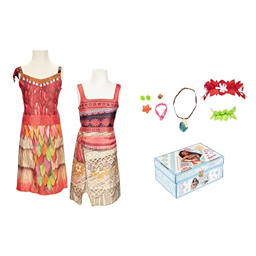 Disney Princess Moana 11-Piece Dress-Up Trunk – 2 Dresses, Island Accessories & Storage Case