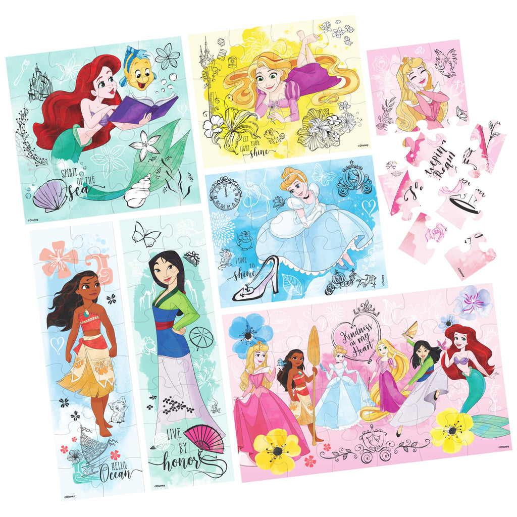 Disney Princess Puzzles 7-Pack – Jigsaw Bundle for Kids Ages 4+ (12, 16, 24 Pieces)