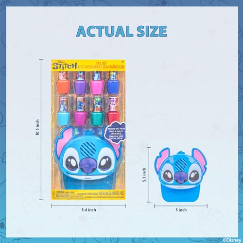 Disney Stitch 16-Color Water-Based Peel-Off Nail Polish Set with Nail Dryer - Safe for Kids 3+