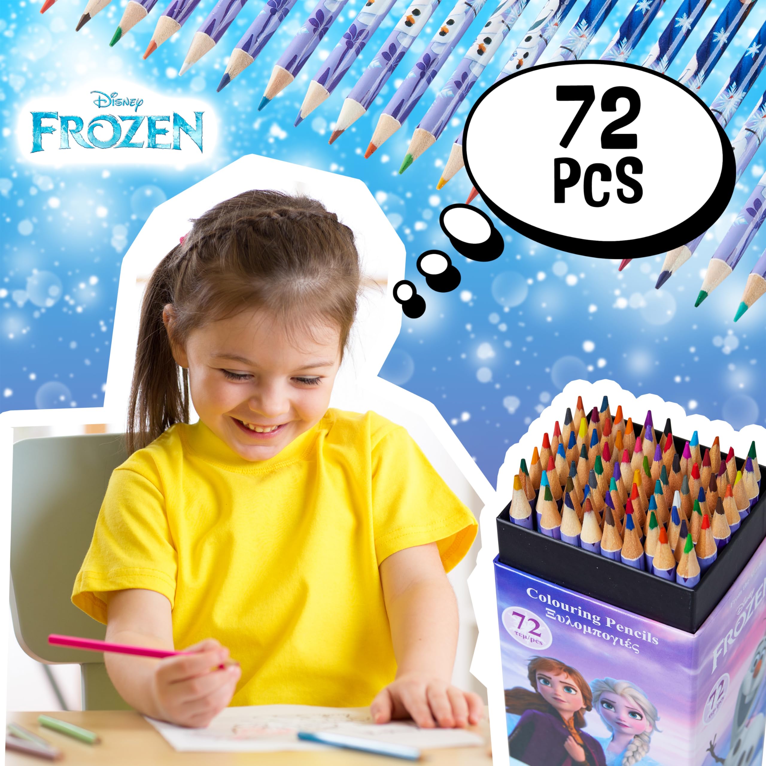 Disney Stitch 72 Colored Pencils for Kids - Lilac Frozen Theme