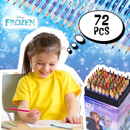 Disney Stitch 72 Colored Pencils for Kids - Lilac Frozen Theme