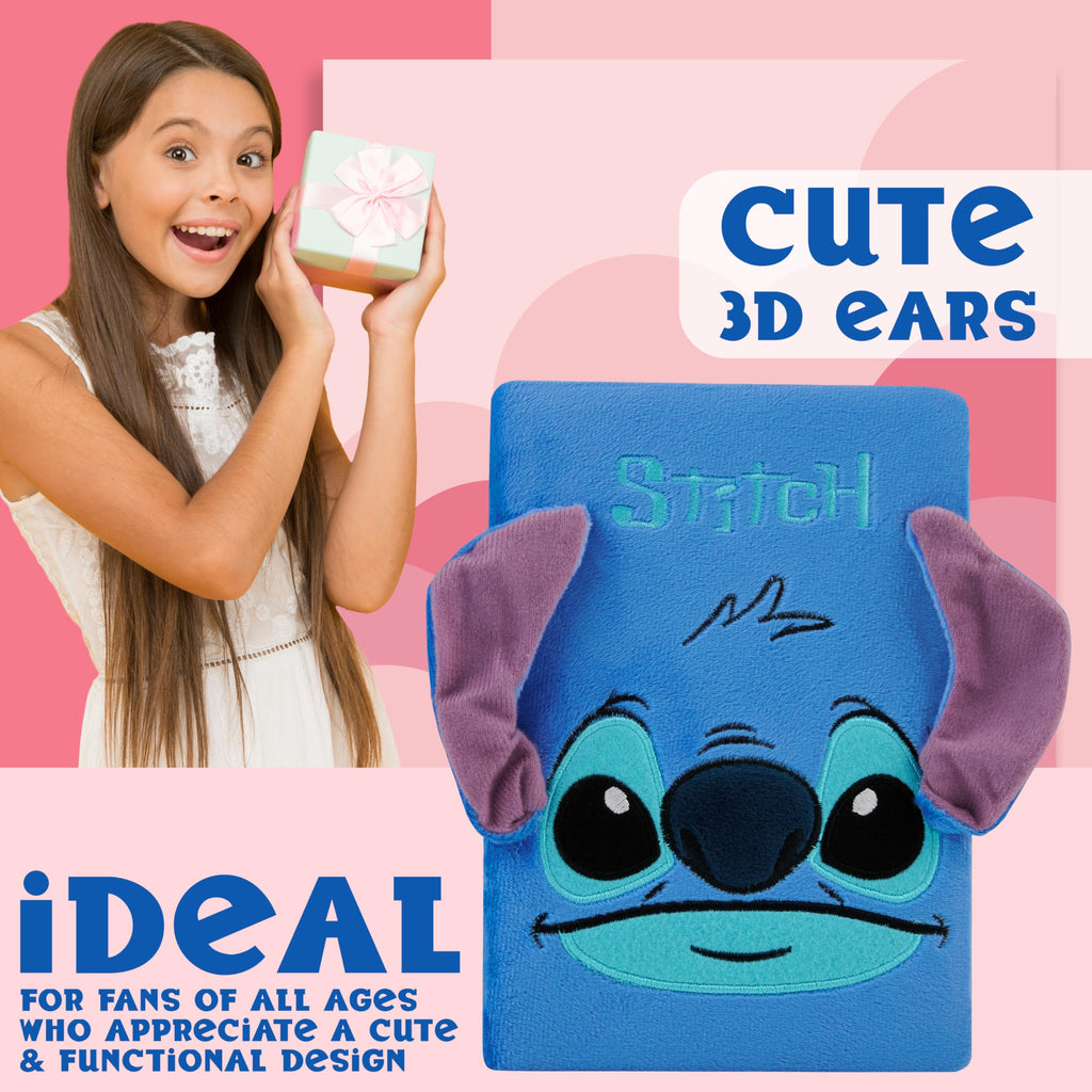 Disney Stitch A5 Lockable Journal with Pen - Blue Fluffy Hardcover Notebook for Girls Teens