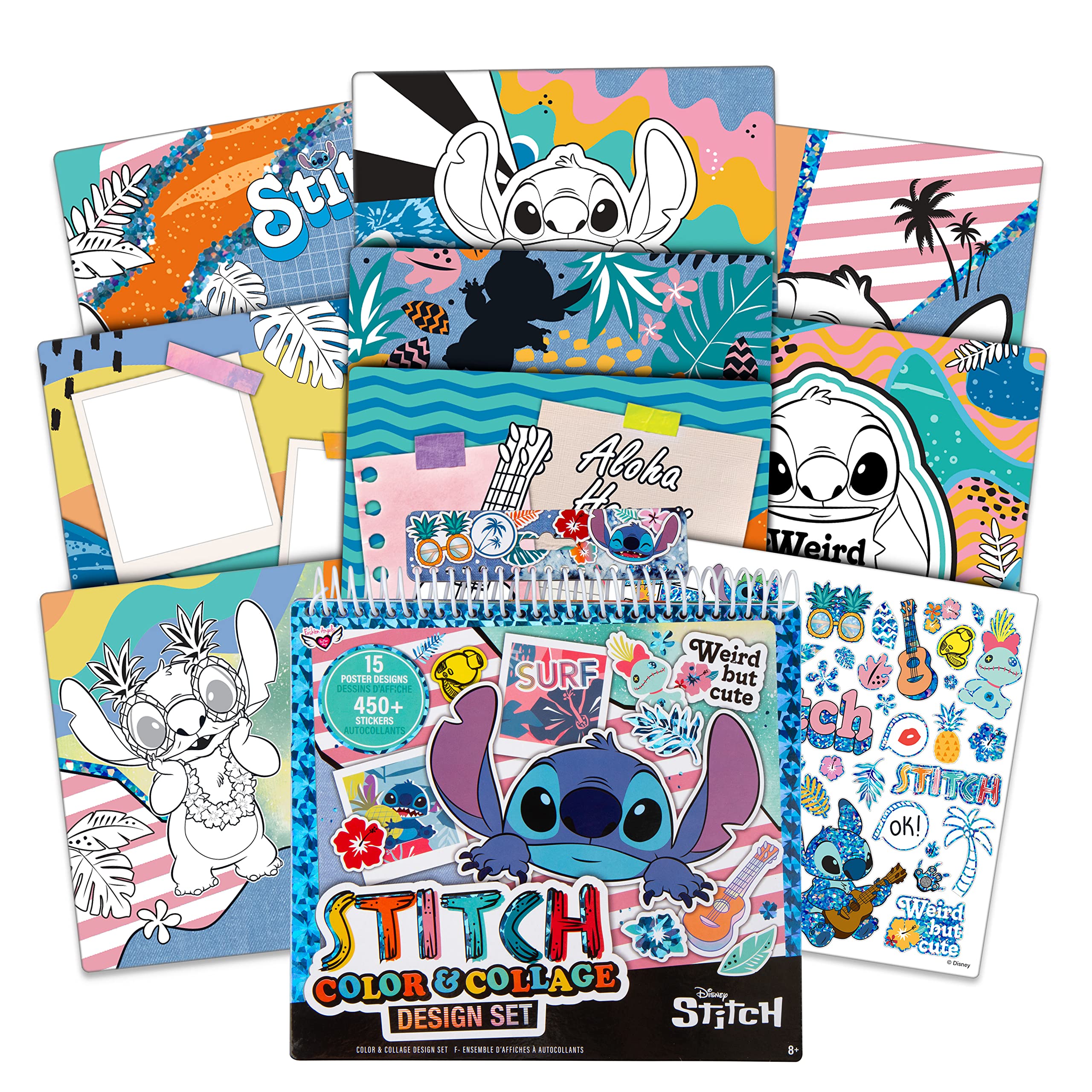 Disney Stitch Color & Collage Design Set by Fashion Angels – 15 Posters & 450+ Stickers for Kids Ages 8+