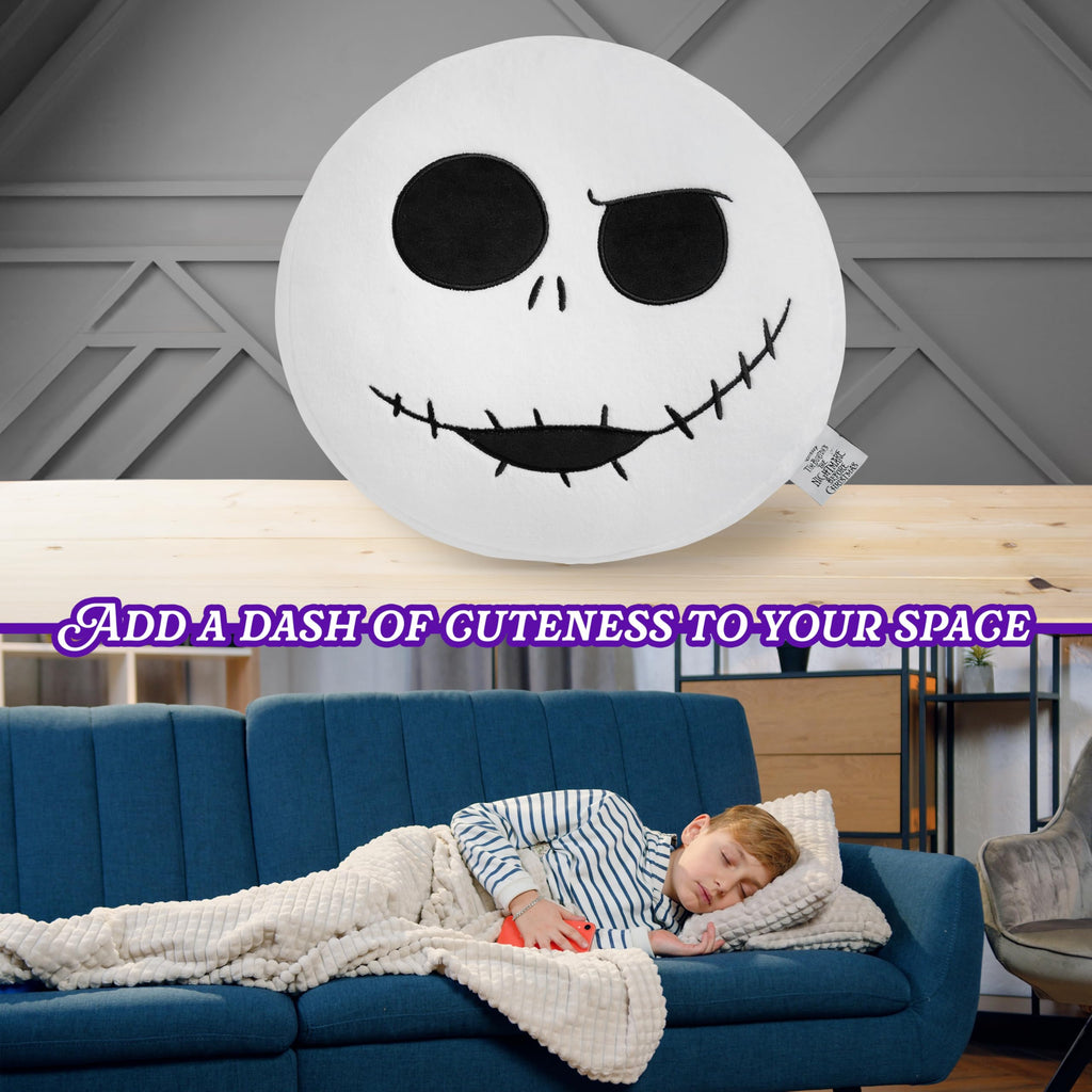 Disney White Jack 3D Plush Pillow – Soft Throw Cushion for Kids, 13.77 x 12.99 Inches