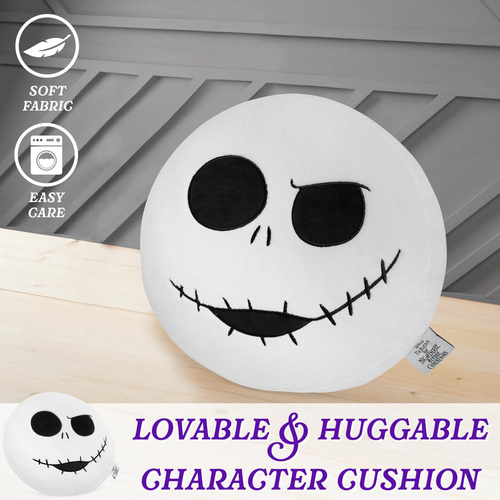 Disney White Jack 3D Plush Pillow – Soft Throw Cushion for Kids, 13.77 x 12.99 Inches