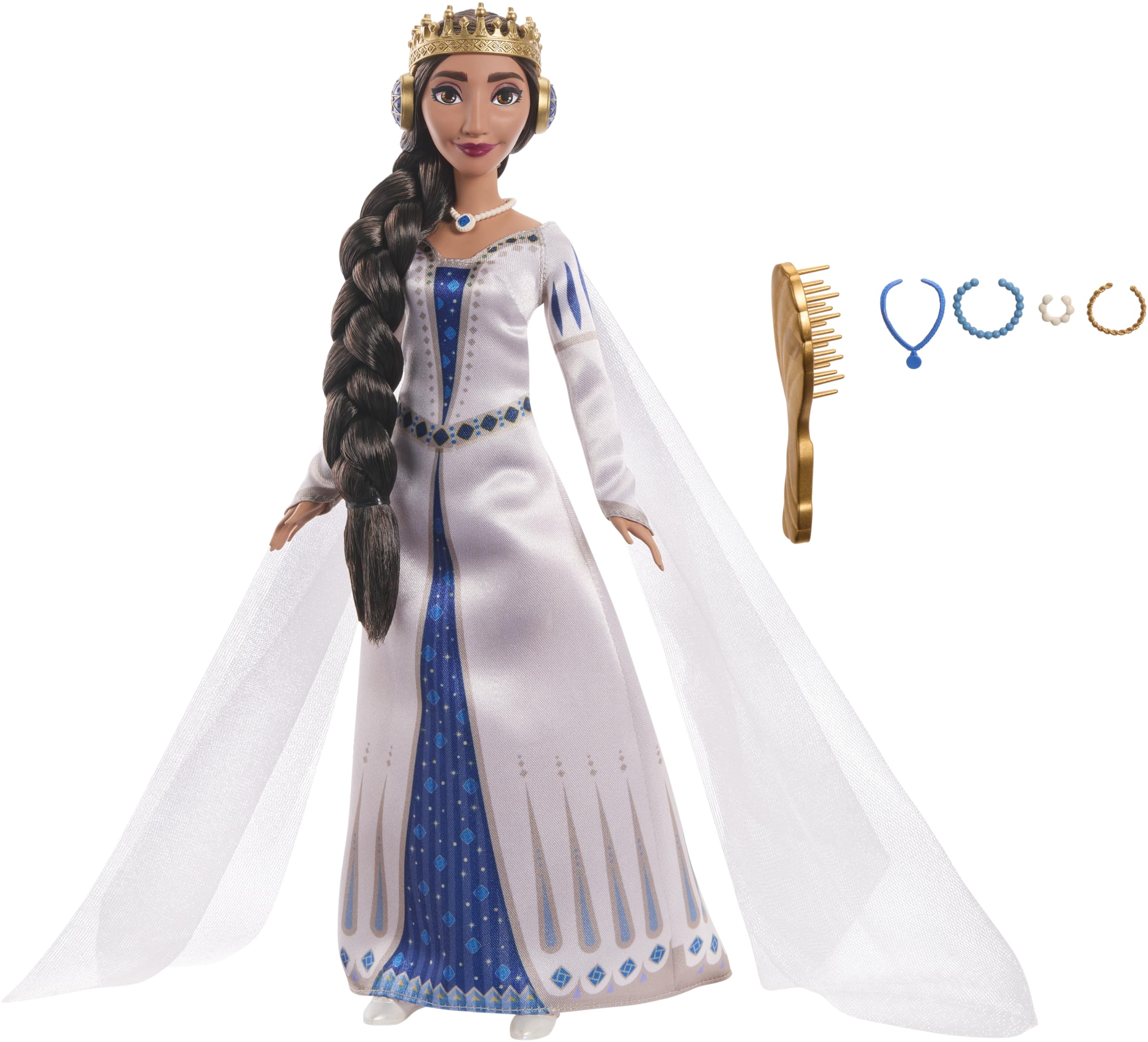 Disney Wish Queen Amaya of Rosas Fashion Doll - Posable with Removable Gown, Crown & Accessories