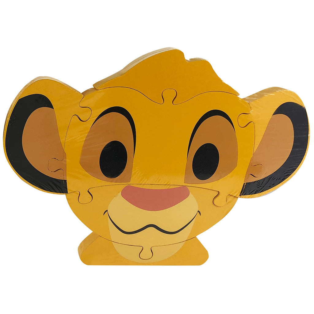 Disney Wooden Toys 2-Pack Character Head Puzzle: Winnie the Pooh and Simba, 8 Pieces Each, Toddler Toy (Ages 18 Months+)
