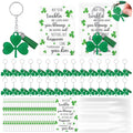 Dispowreath 36 Pack St. Patrick's Day Gift Sets - Shamrock Keychains with Tassels, Blessing Cards, OPP Bags for Irish Party Favors