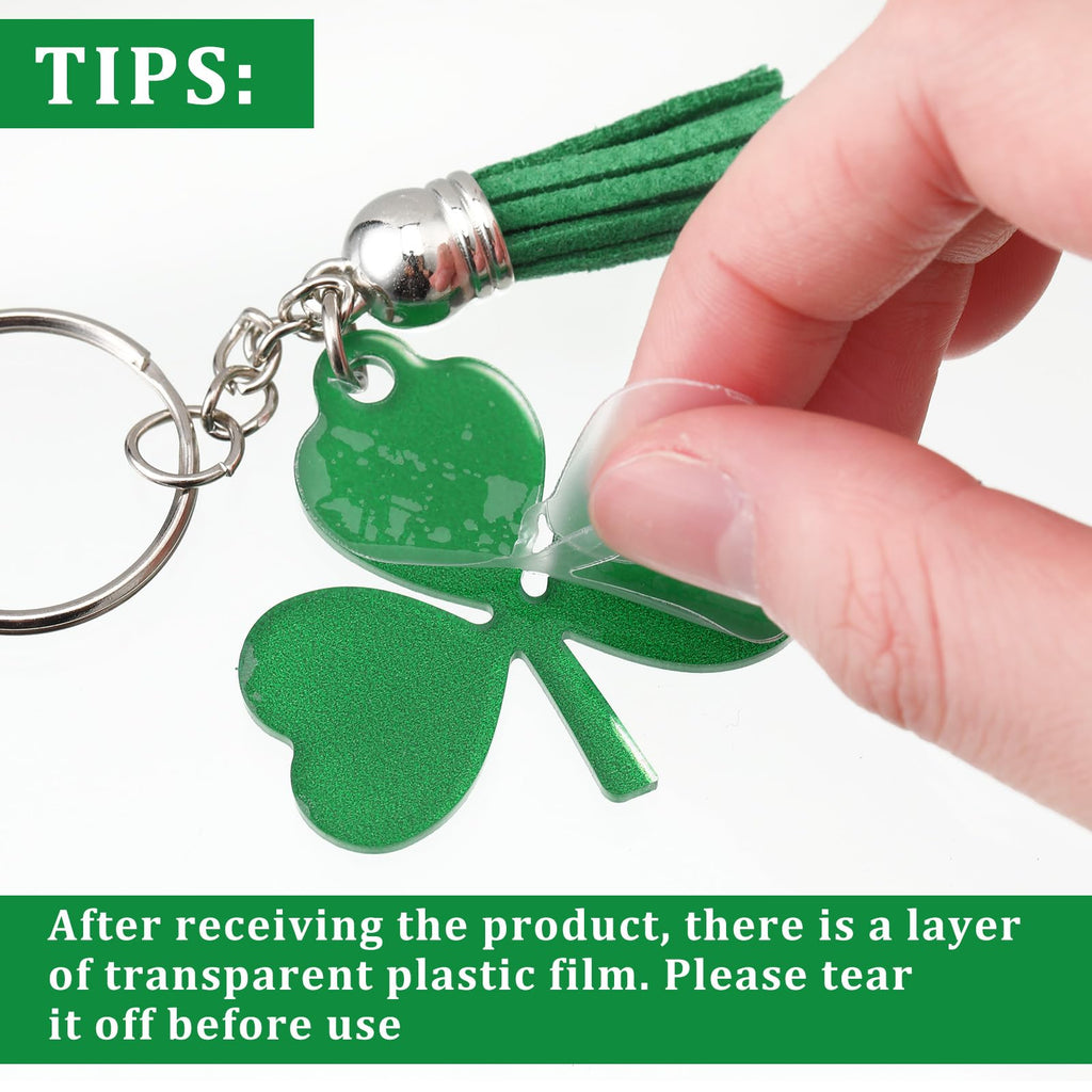 Dispowreath 36 Pack St. Patrick's Day Gift Sets - Shamrock Keychains with Tassels, Blessing Cards, OPP Bags for Irish Party Favors