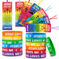 Dispowreath 60 Pcs Christian Gift Set: John 3:16 Wristbands and Bookmarks for Kids Sunday School