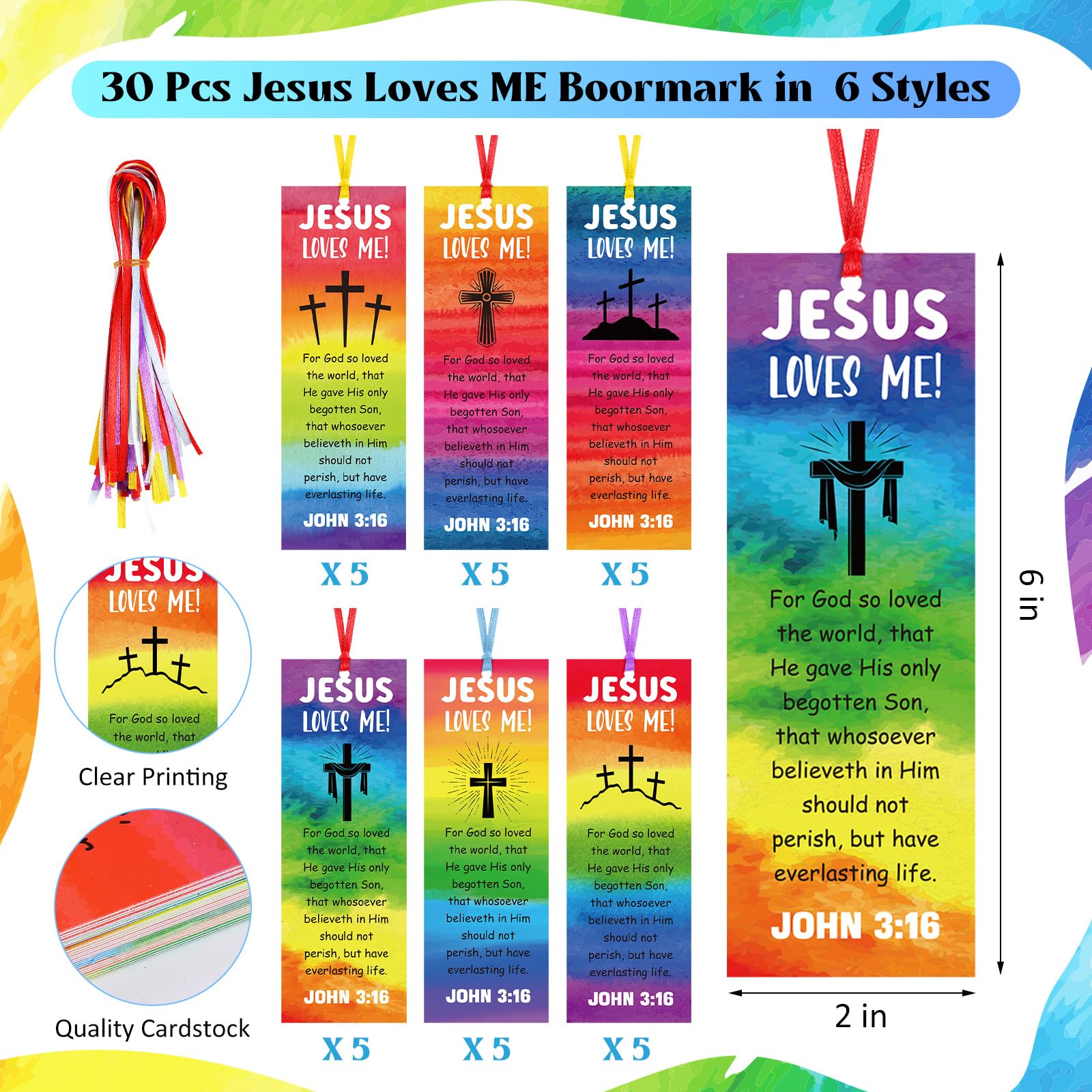 Dispowreath 60 Pcs Christian Gift Set: John 3:16 Wristbands and Bookmarks for Kids Sunday School