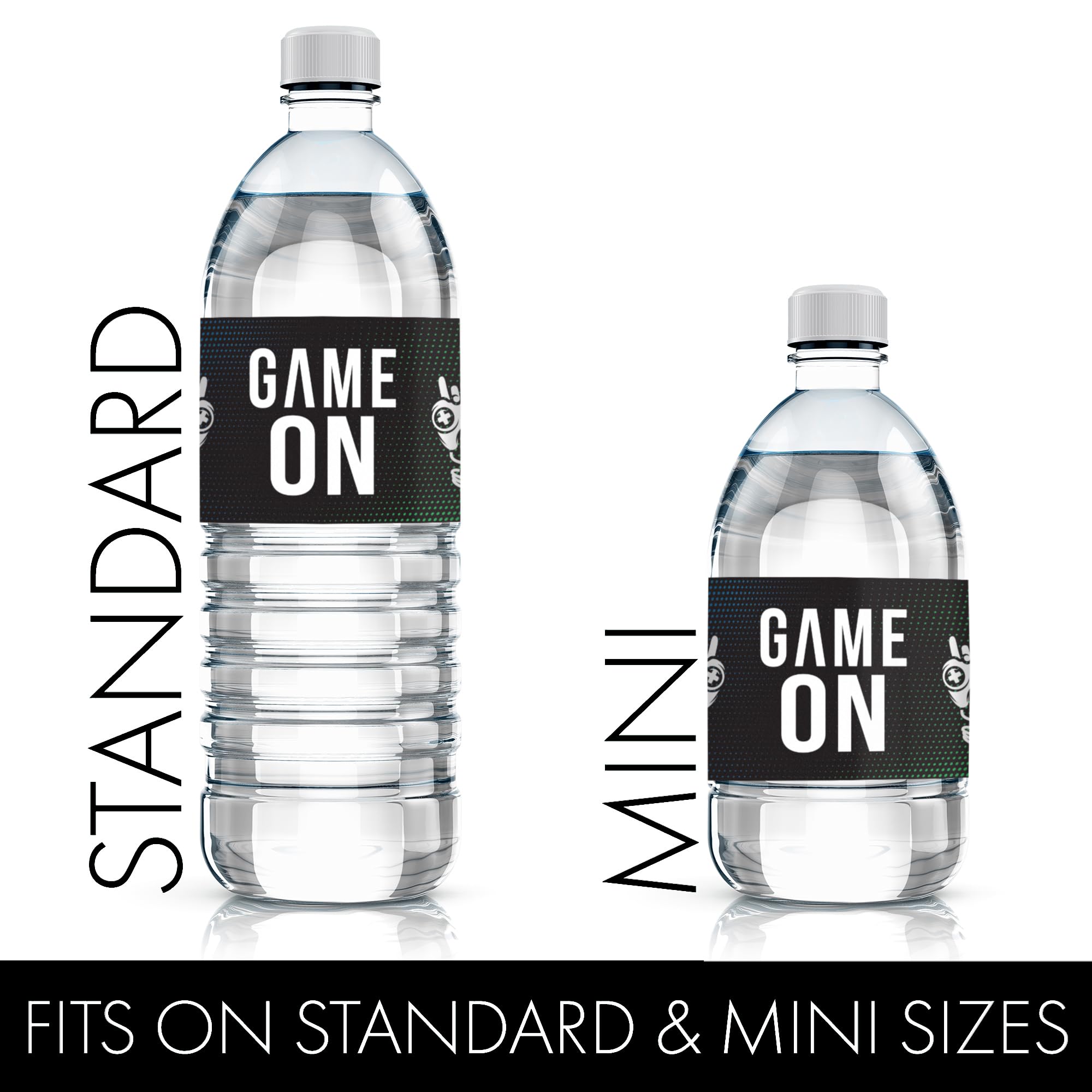 DISTINCTIVS Gamer Birthday Party Favors – 20 Waterproof Video Game Water Bottle Labels – Peel and Stick Stickers for Gaming Party Decorations