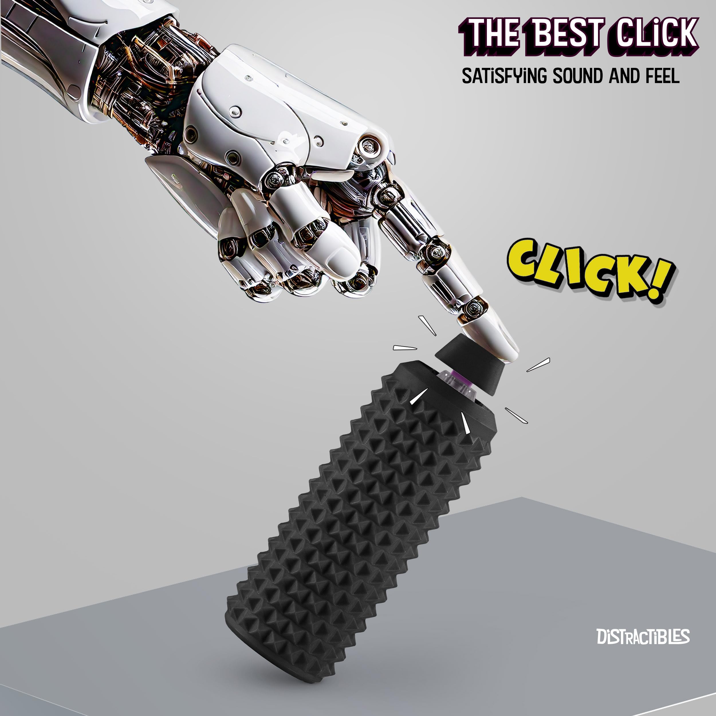 Distractibles Sensory Roller Fidget Toy with Clicker & Tactile Spikes – Black