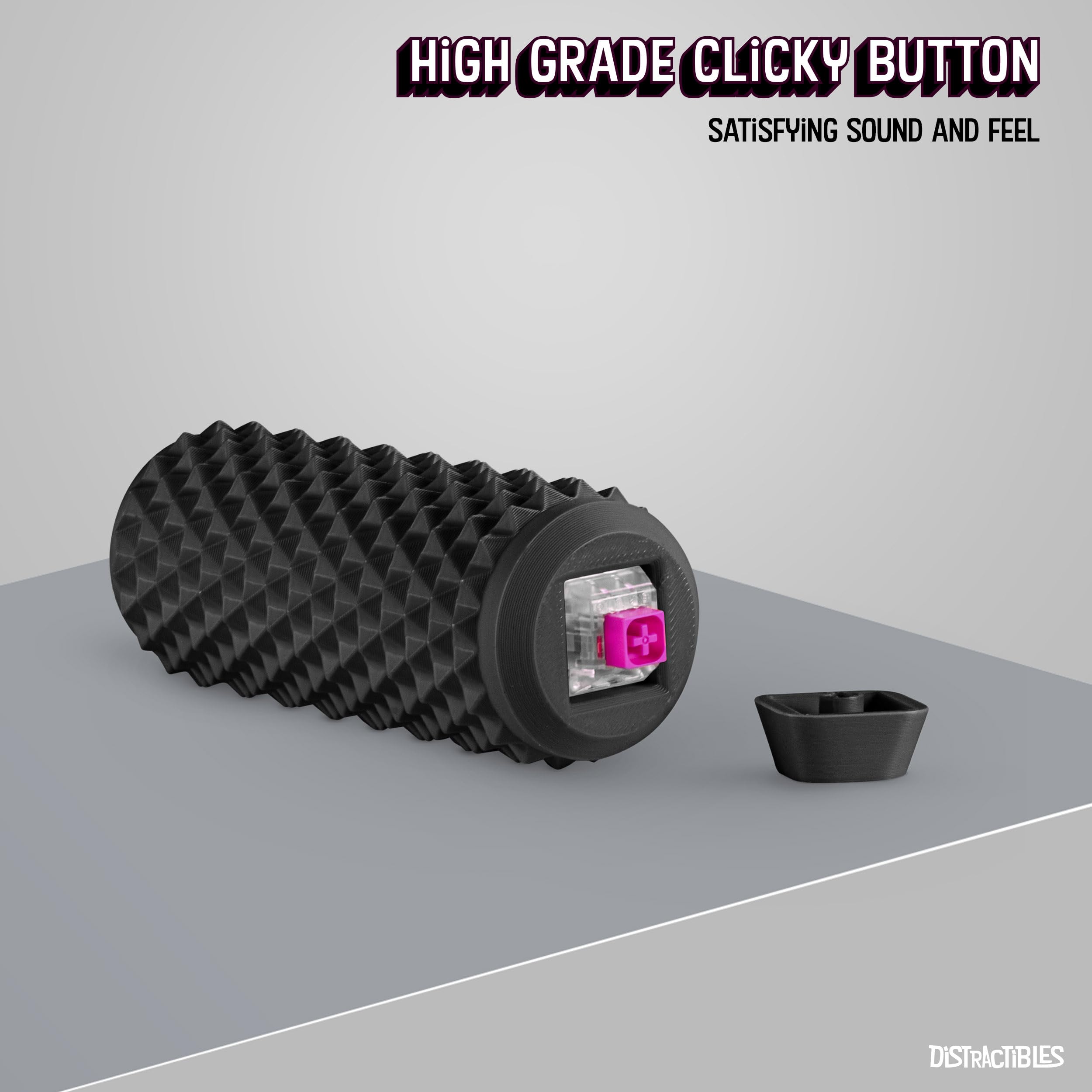 Distractibles Sensory Roller Fidget Toy with Clicker & Tactile Spikes – Black