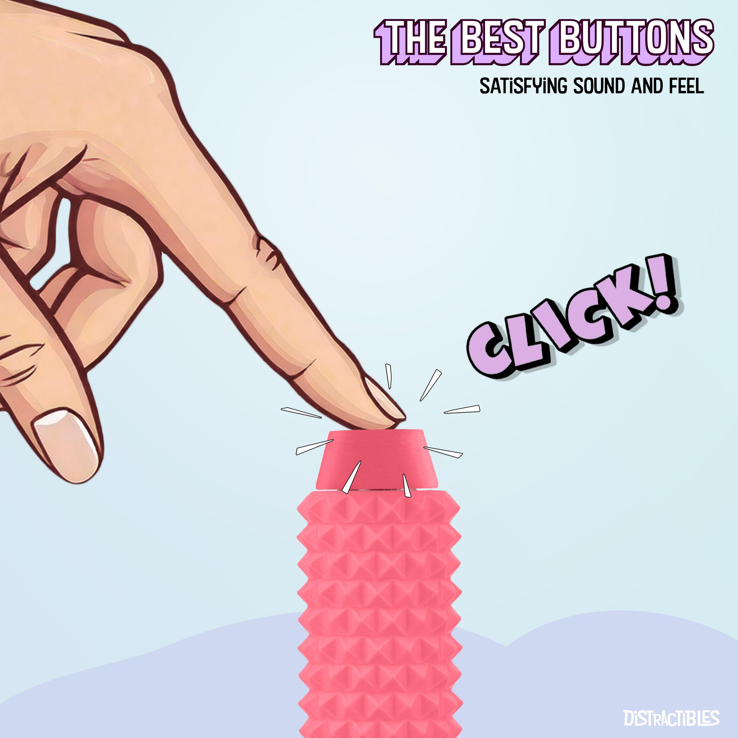 Distractibles Spike Roller Clicker - Pink Sensory Fidget Toy with Spikes and Clicker Switch