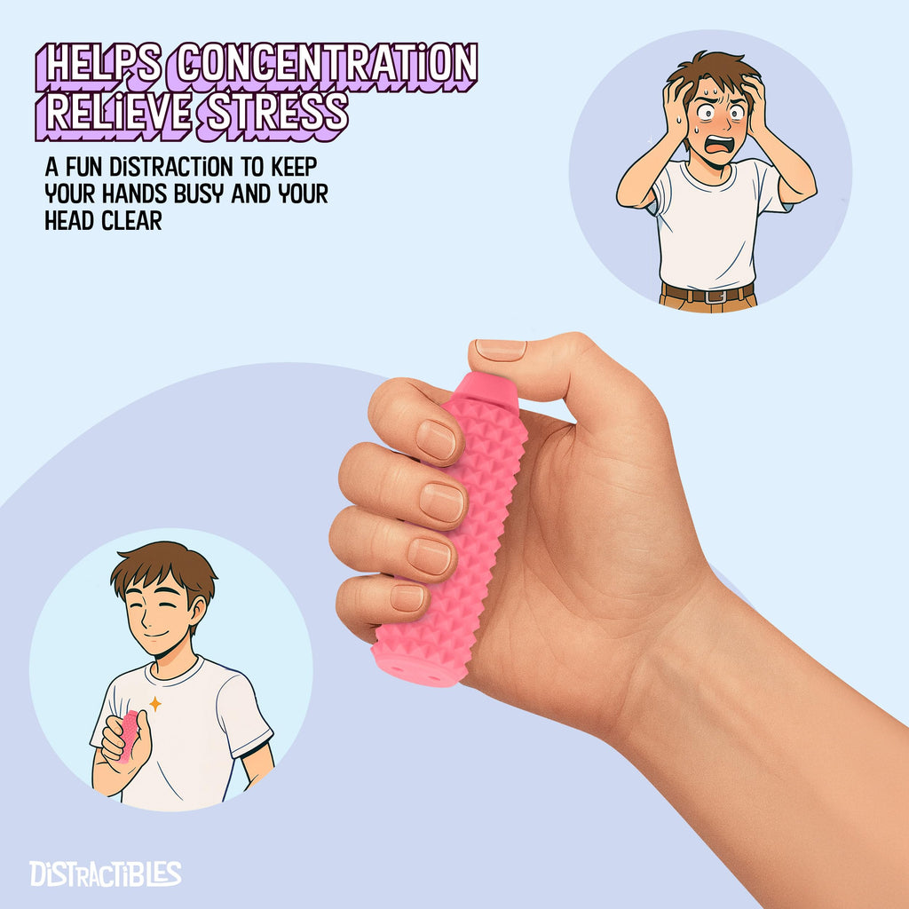 Distractibles Spike Roller Clicker - Pink Sensory Fidget Toy with Spikes and Clicker Switch