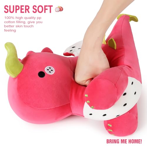 Ditucu 10-Inch Dragon Fruit Dinosaur Plush – Soft Red Stuffed Animal Toy for Kids and Dino Lovers