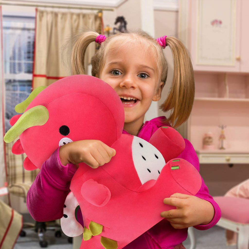 Ditucu 10-Inch Dragon Fruit Dinosaur Plush – Soft Red Stuffed Animal Toy for Kids and Dino Lovers