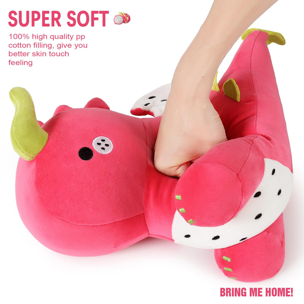 Ditucu 10-Inch Dragon Fruit Dinosaur Plush – Soft Red Stuffed Animal Toy for Kids and Dino Lovers