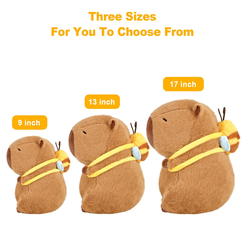 Ditucu 9-Inch Cute Capybara Plush with Bee Backpack – Soft Stuffed Animal Toy for Kids