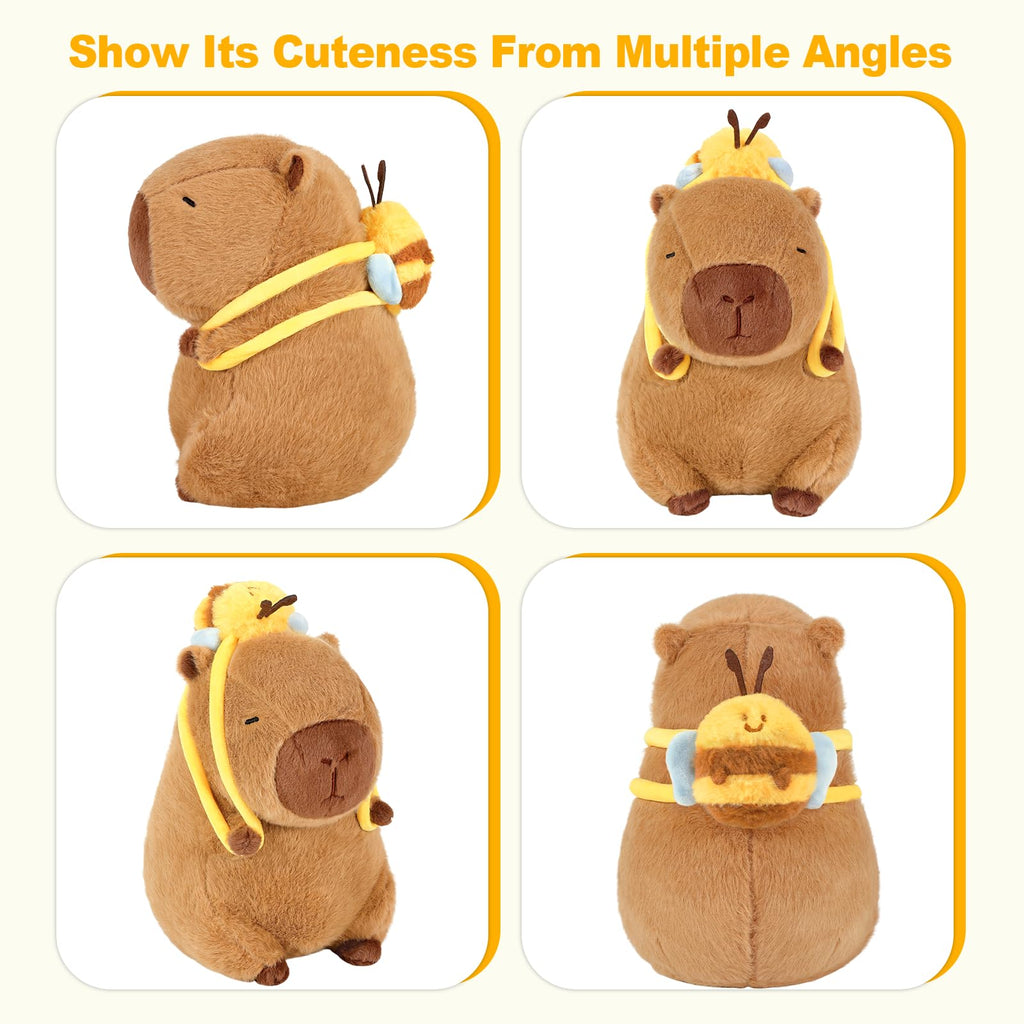 Ditucu 9-Inch Cute Capybara Plush with Bee Backpack – Soft Stuffed Animal Toy for Kids