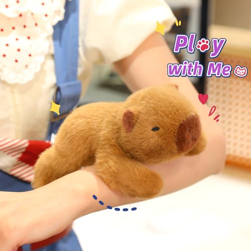 Ditucu Palm-Sized Capybara Stuffed Animal - Soft 7.8-Inch Plush Toy with Beads, Brown
