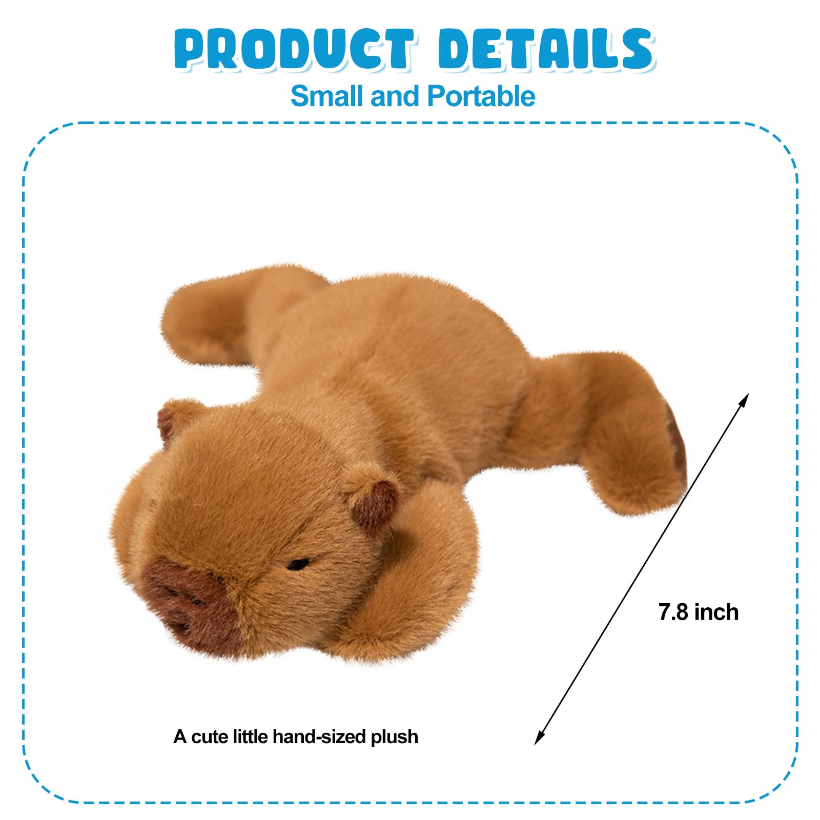Ditucu Palm-Sized Capybara Stuffed Animal - Soft 7.8-Inch Plush Toy with Beads, Brown