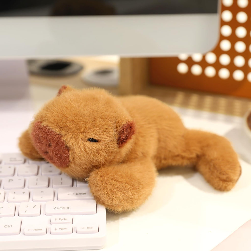 Ditucu Palm-Sized Capybara Stuffed Animal - Soft 7.8-Inch Plush Toy with Beads, Brown