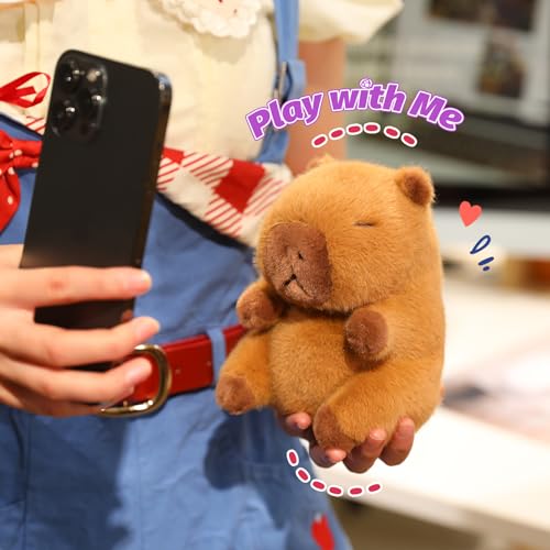 Ditucu Palm-Sized Capybara Stuffed Animal – 5-Inch Soft Plush Toy with Beads, Cute Brown Capibara Doll Gift for Kids