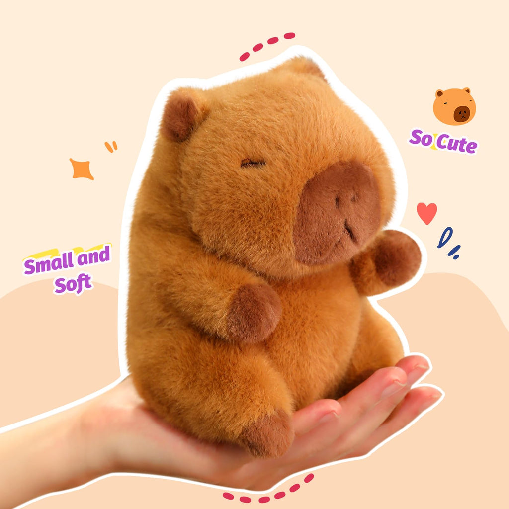 Ditucu Palm-Sized Capybara Stuffed Animal – 5-Inch Soft Plush Toy with Beads, Cute Brown Capibara Doll Gift for Kids