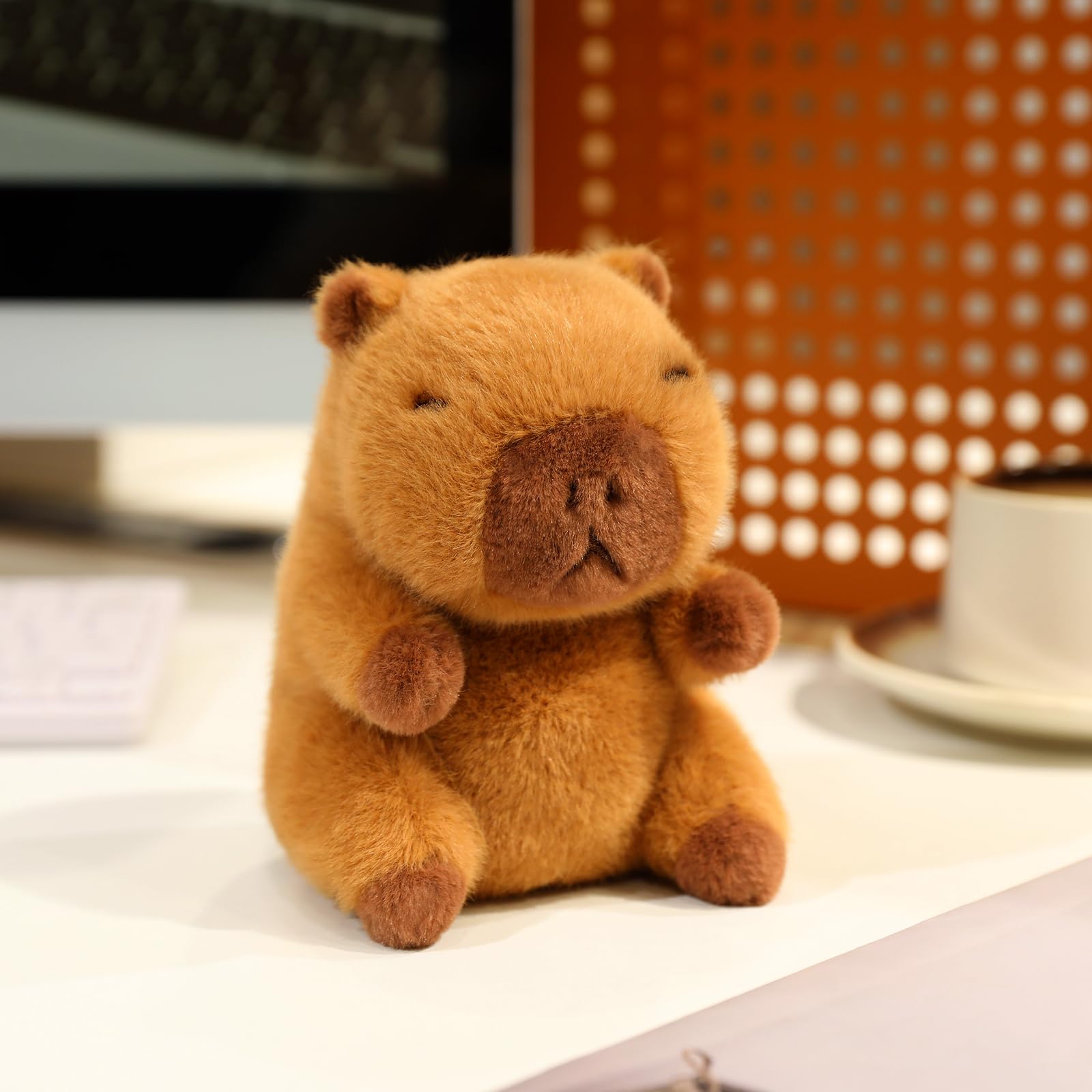 Ditucu Palm-Sized Capybara Stuffed Animal – 5-Inch Soft Plush Toy with Beads, Cute Brown Capibara Doll Gift for Kids