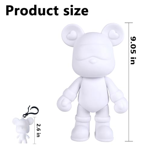 DIY Fluid Bear + Keychain Painting Set - 9 Inch Blank Mold for Creative Fluid Art
