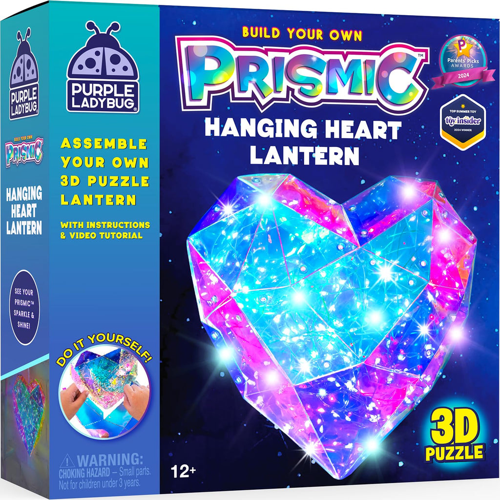 DIY Night Light Kit for Girls 3D Heart Puzzle - PURPLE LADYBUG Craft Set for Ages 12+