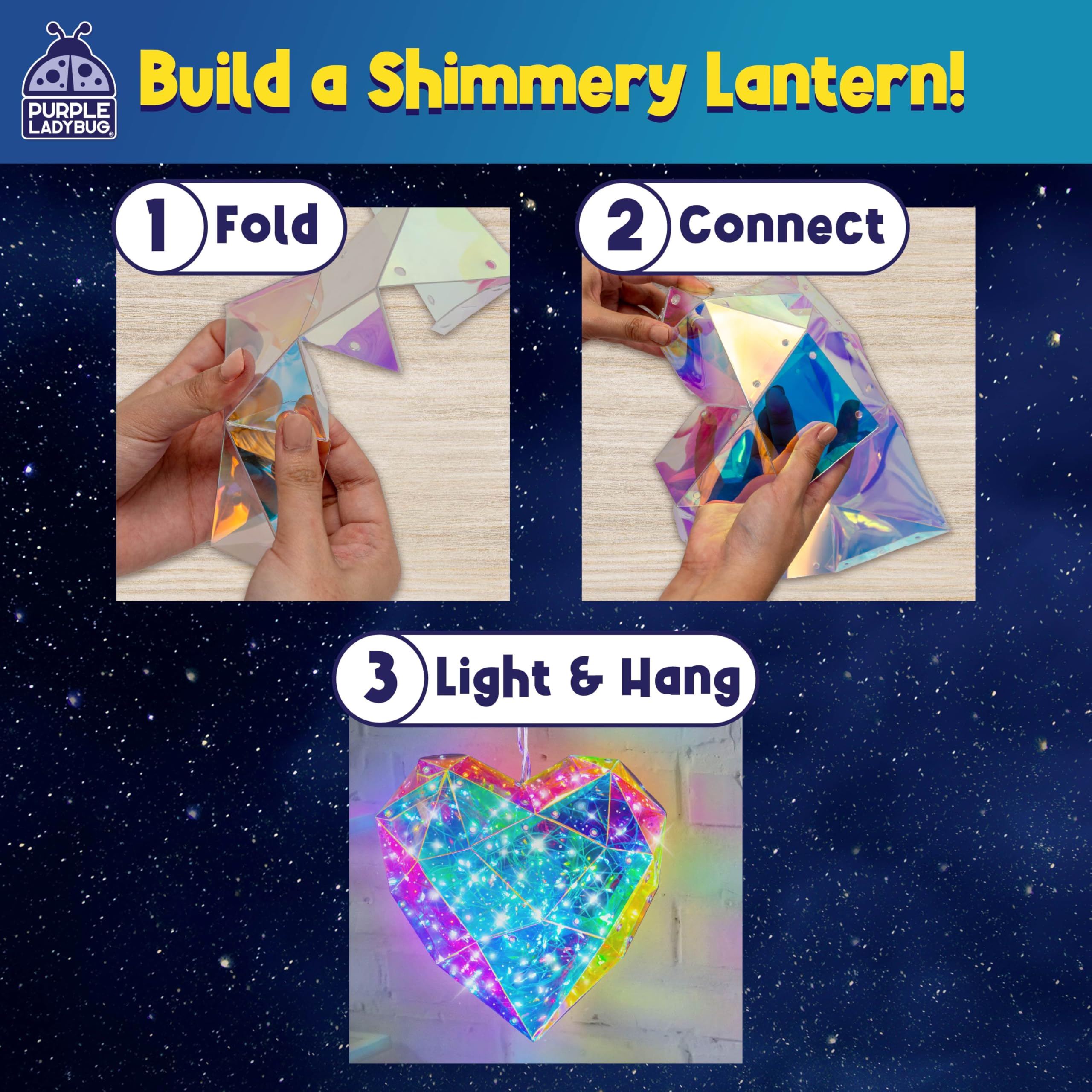 DIY Night Light Kit for Girls 3D Heart Puzzle - PURPLE LADYBUG Craft Set for Ages 12+