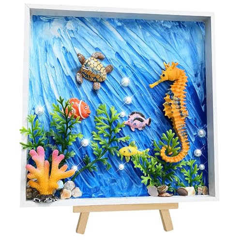 DIY Ocean Painting Kit – Blue & White Mosaic Art Set for Kids with Sea Animal Accessories