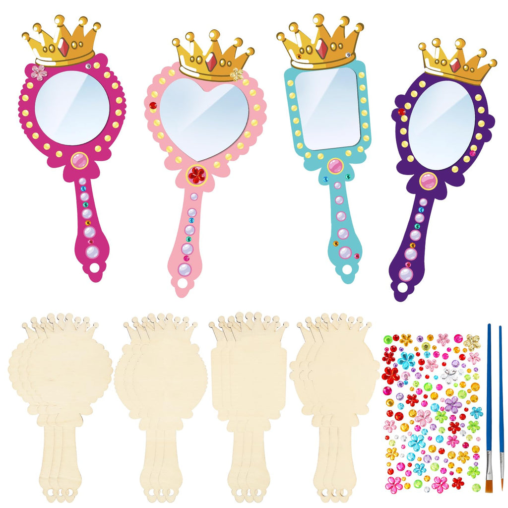 DIY Princess Mirror Craft Set – 12 Wooden Hand Mirrors for Kids by Fennoral