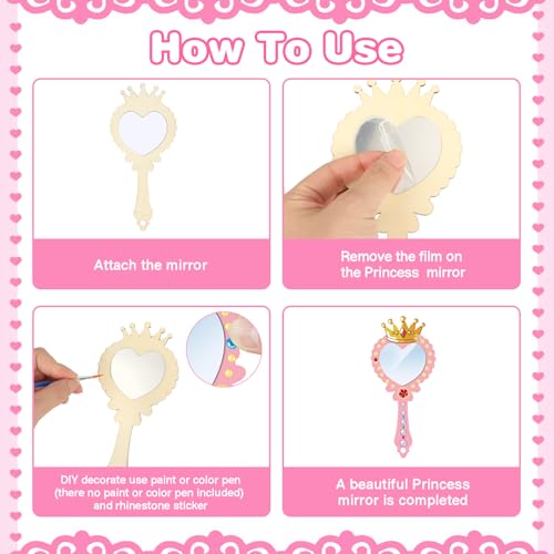 DIY Princess Mirror Craft Set – 12 Wooden Hand Mirrors for Kids by Fennoral