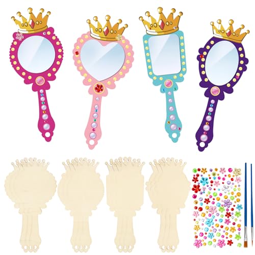 DIY Princess Mirror Craft Set – 12 Wooden Hand Mirrors for Kids by Fennoral