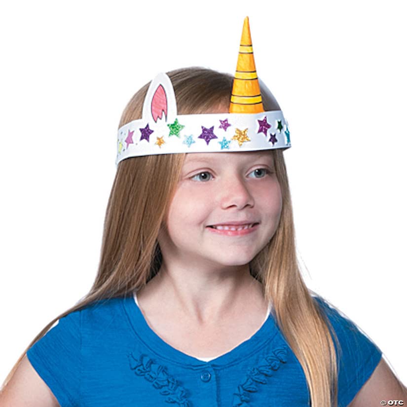 DIY Unicorn Crown Craft Kit – Makes 12 Color-Your-Own Crowns for Kids