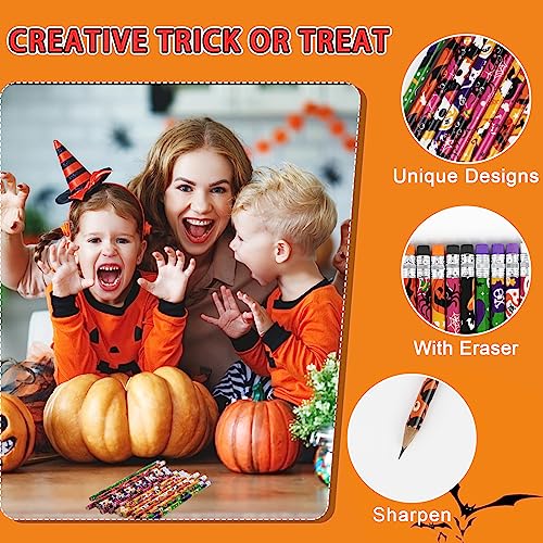 DIYASY 108-Pack Halloween Pencils with Erasers – 12 Assorted Designs for Kids’ Party Favors