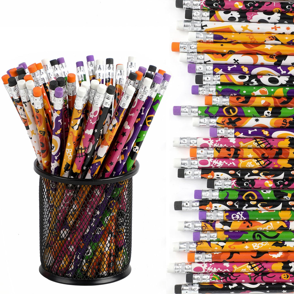 DIYASY 108-Pack Halloween Pencils with Erasers – 12 Assorted Designs for Kids’ Party Favors