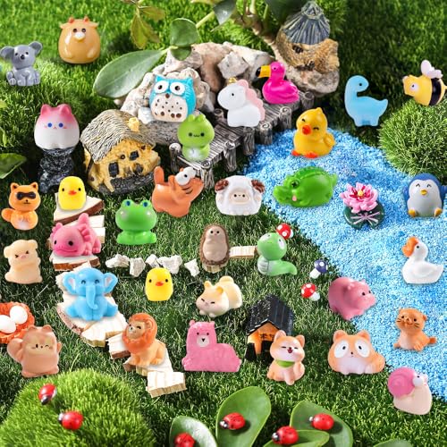 DIYDEC 50-Piece Mini Resin Animal Set – 50 Unique Farm Animal Figurines for Crafts, Dollhouse Decor, Party Favors
