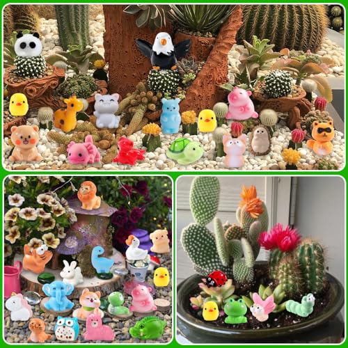 DIYDEC 50-Piece Mini Resin Animal Set – 50 Unique Farm Animal Figurines for Crafts, Dollhouse Decor, Party Favors