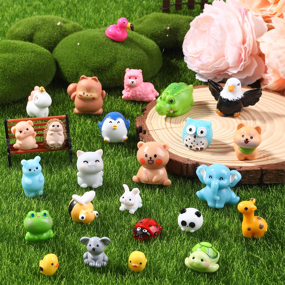 DIYDEC 50-Piece Mini Resin Animal Set – 50 Unique Farm Animal Figurines for Crafts, Dollhouse Decor, Party Favors