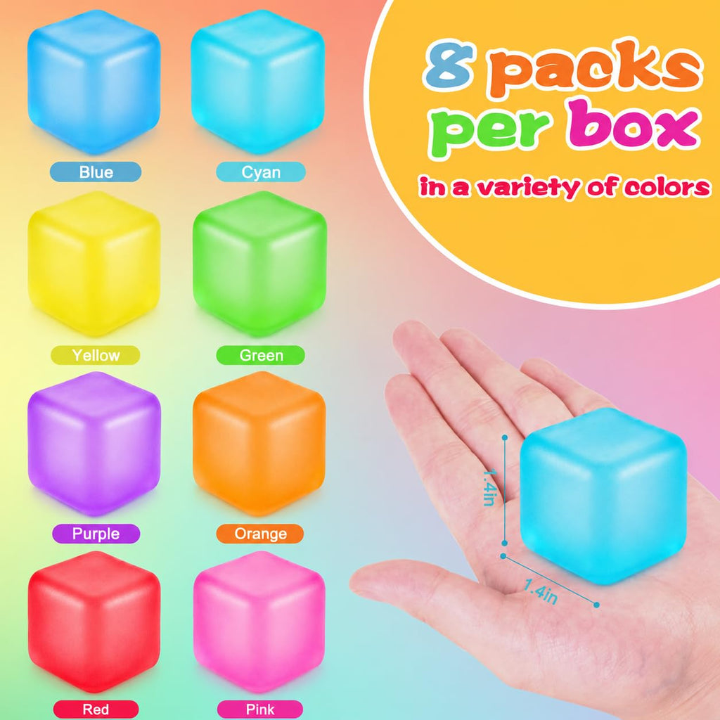DIYDEC 8-Pack Stress Cubes – Squishy Fidget Toys in 8 Colors for Stress Relief
