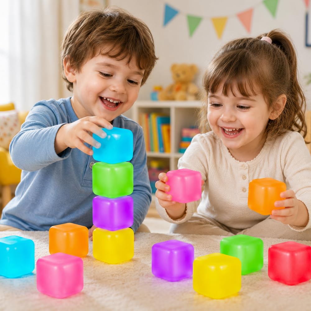 DIYDEC 8-Pack Stress Cubes – Squishy Fidget Toys in 8 Colors for Stress Relief