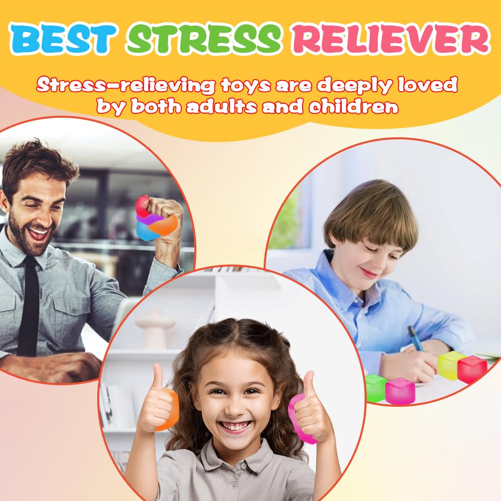 DIYDEC 8-Pack Stress Cubes – Squishy Fidget Toys in 8 Colors for Stress Relief